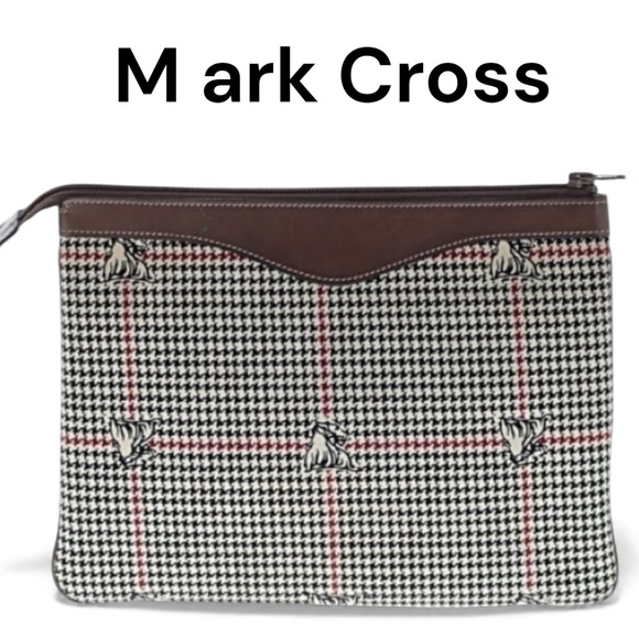 Mark Cross vintage Zippered pouch clutch houndstooth print - Picture 1 of 15